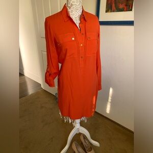 Michael Kors orange shirt-dress. Worn twice. Size S.